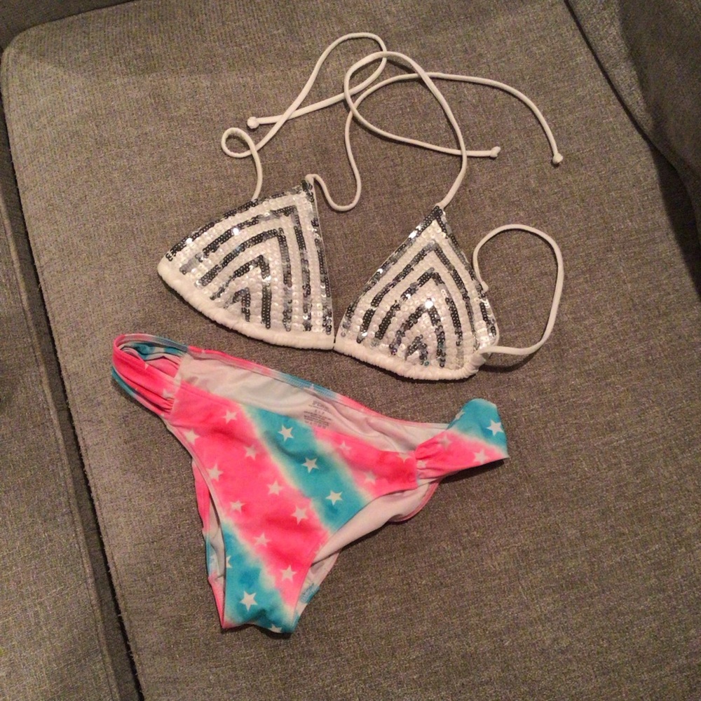 Victoria's Secret bikini swimsuit and sequence top Print Bikini Bottoms swim
